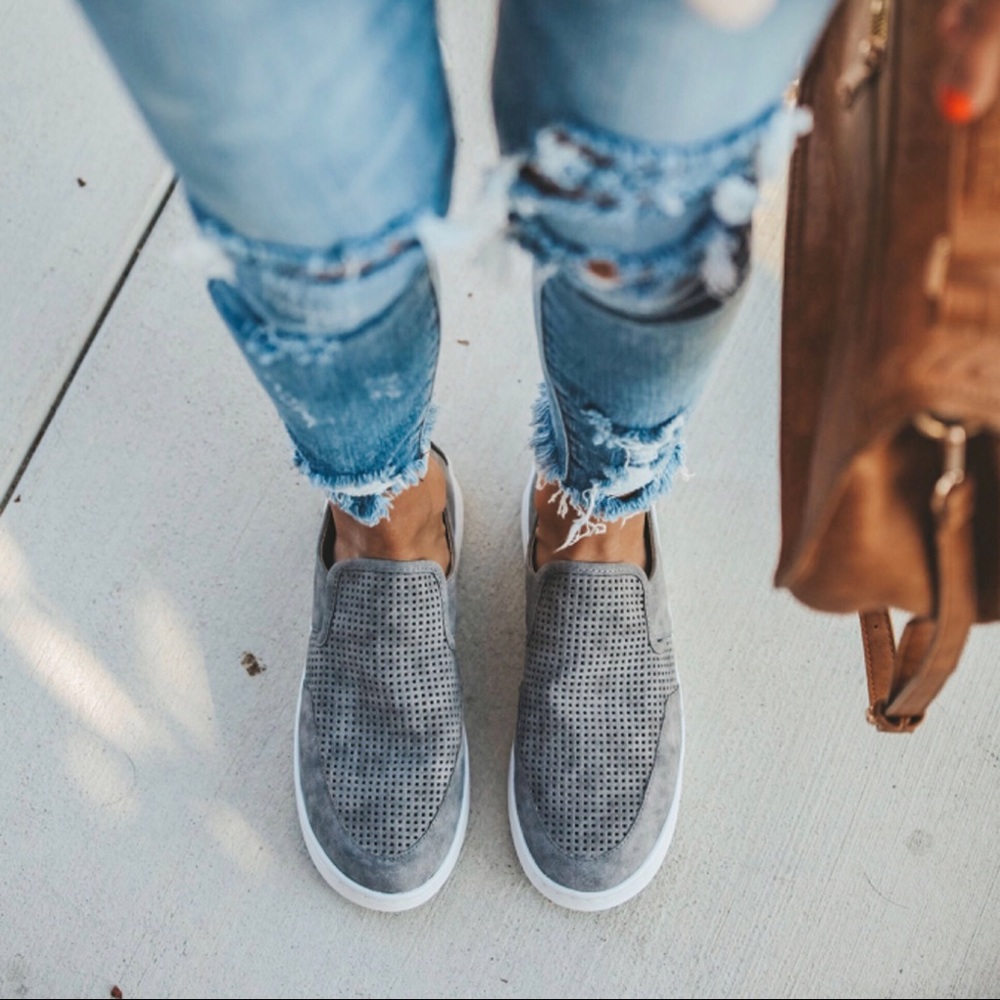 SIZE CLEARANCE-FIRM‼️ Gray Perforated Sneakers - Picture 5 of 8
